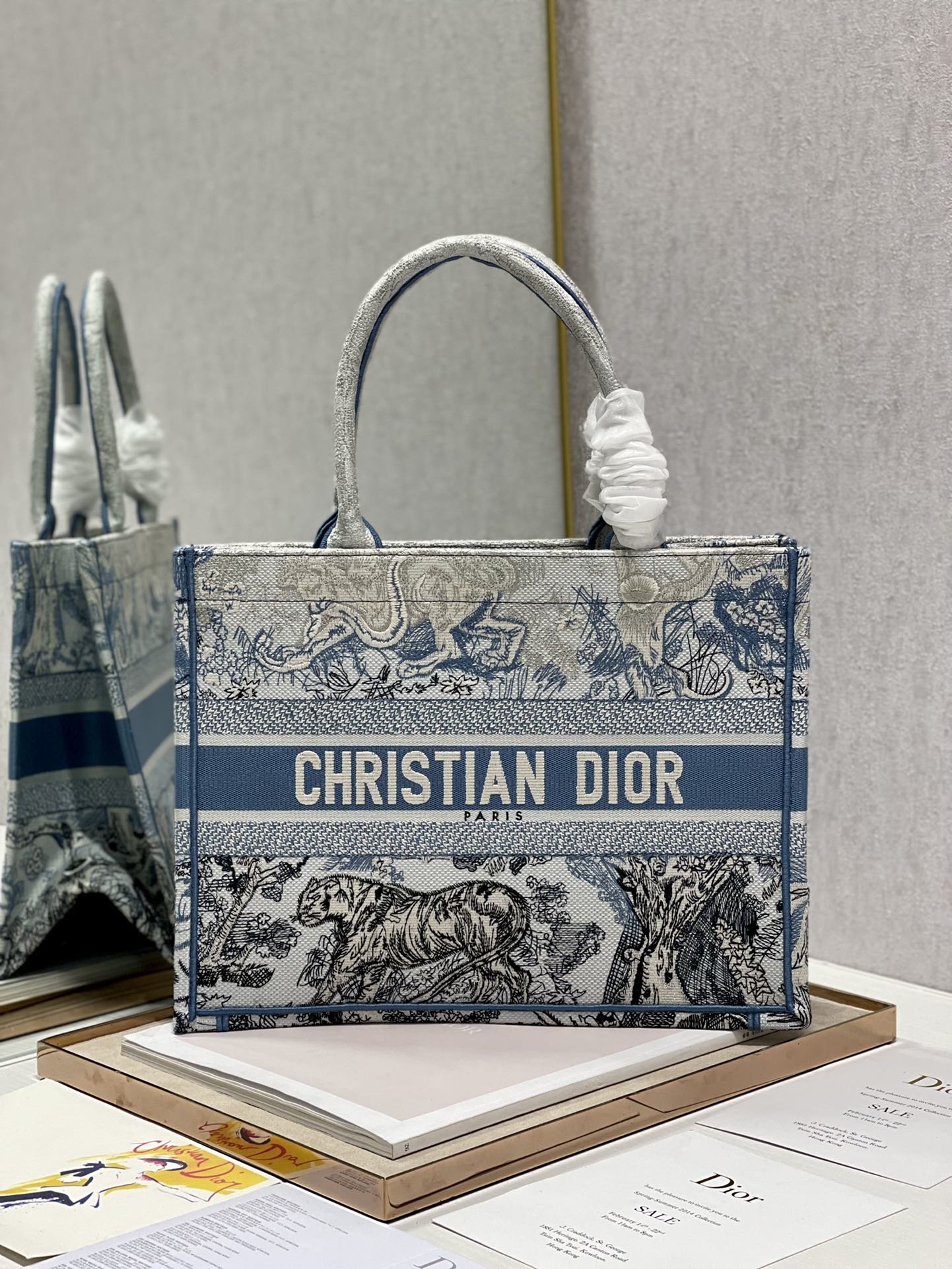 Christian Dior Medium Dior Book Tote Blue Toile de Jouy Reverse