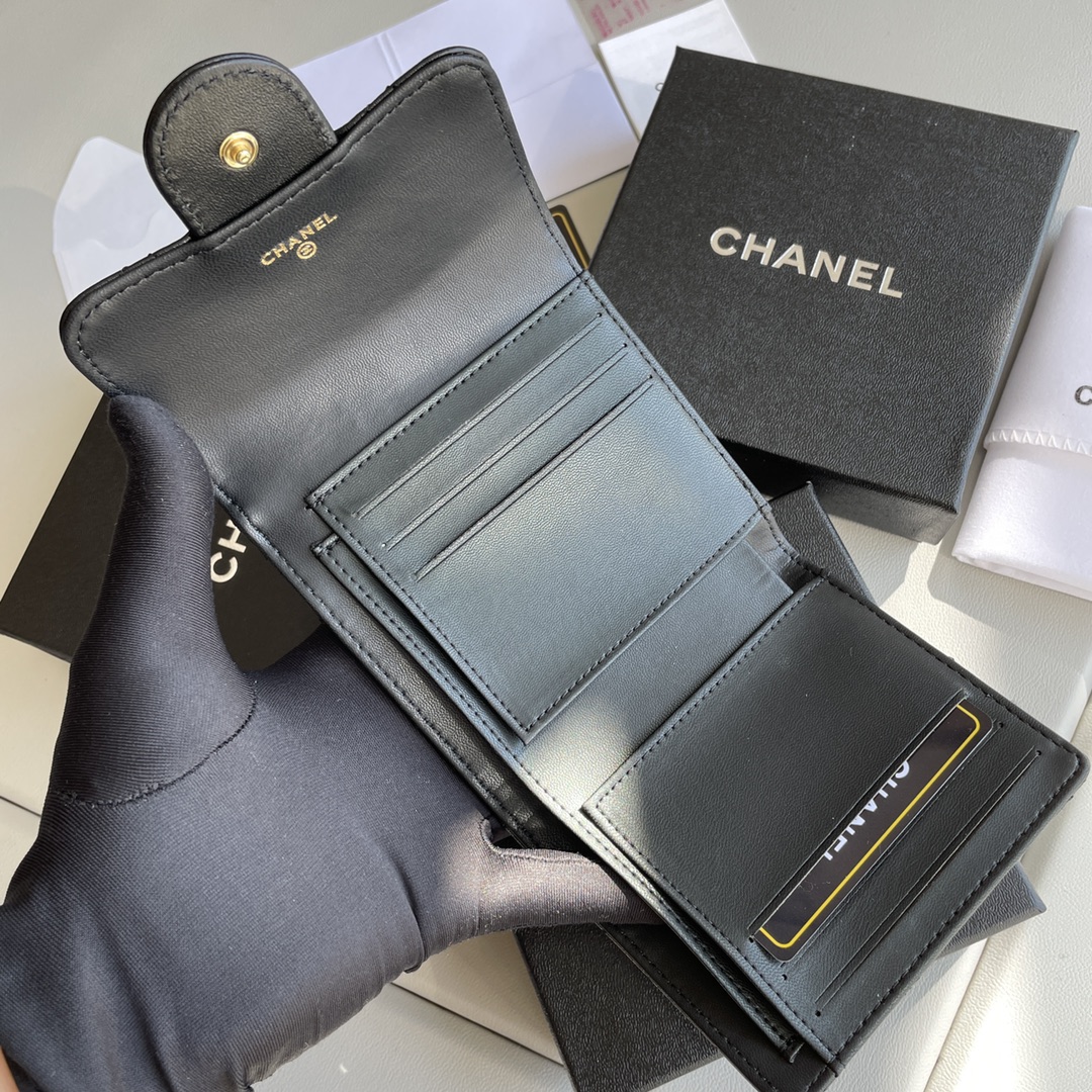 Chanel Small Classic Flap Wallet Black Bag For Women 10.5cm/4.1in ...