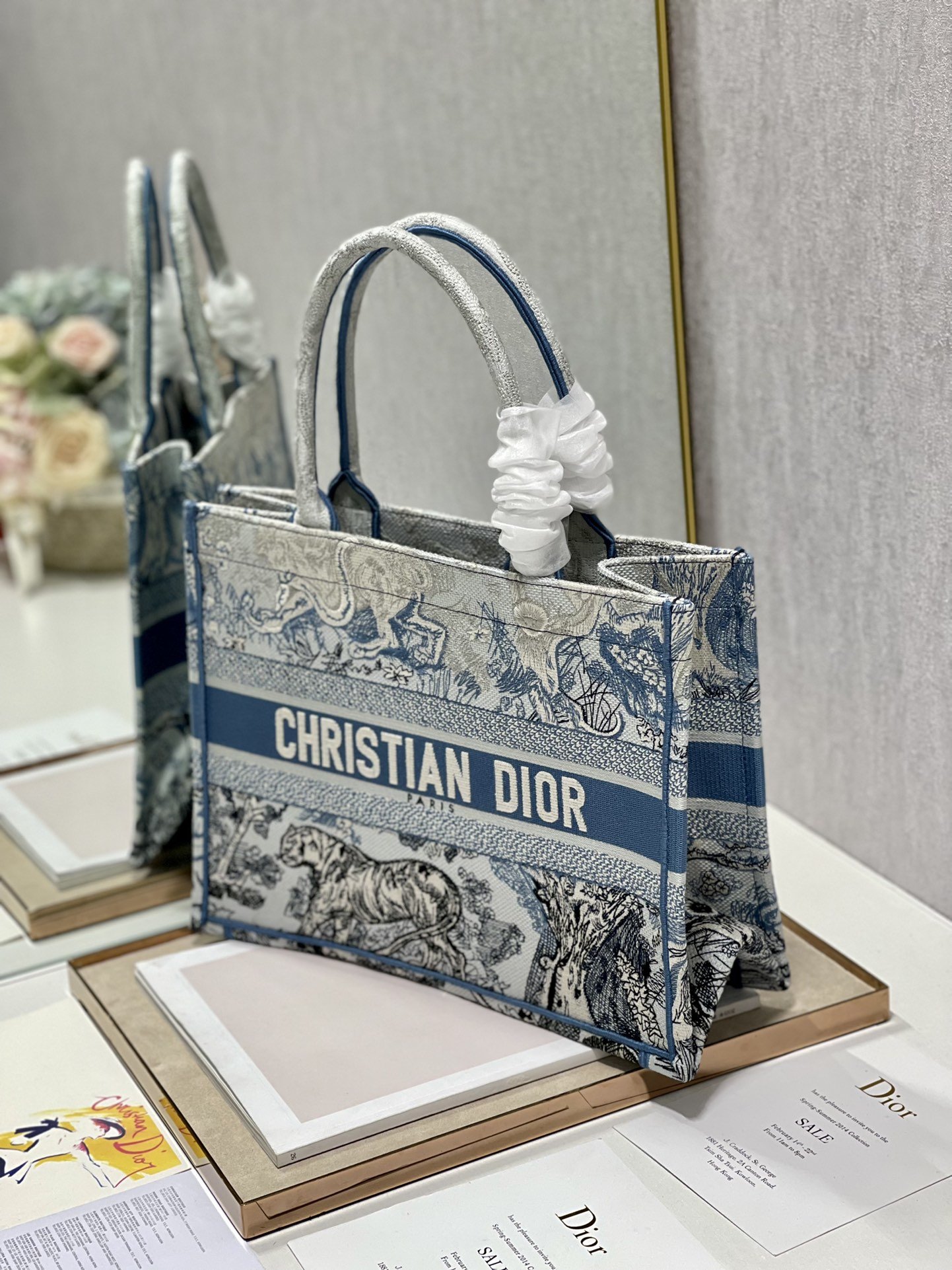 Christian Dior Medium Dior Book Tote Blue Toile de Jouy Reverse
