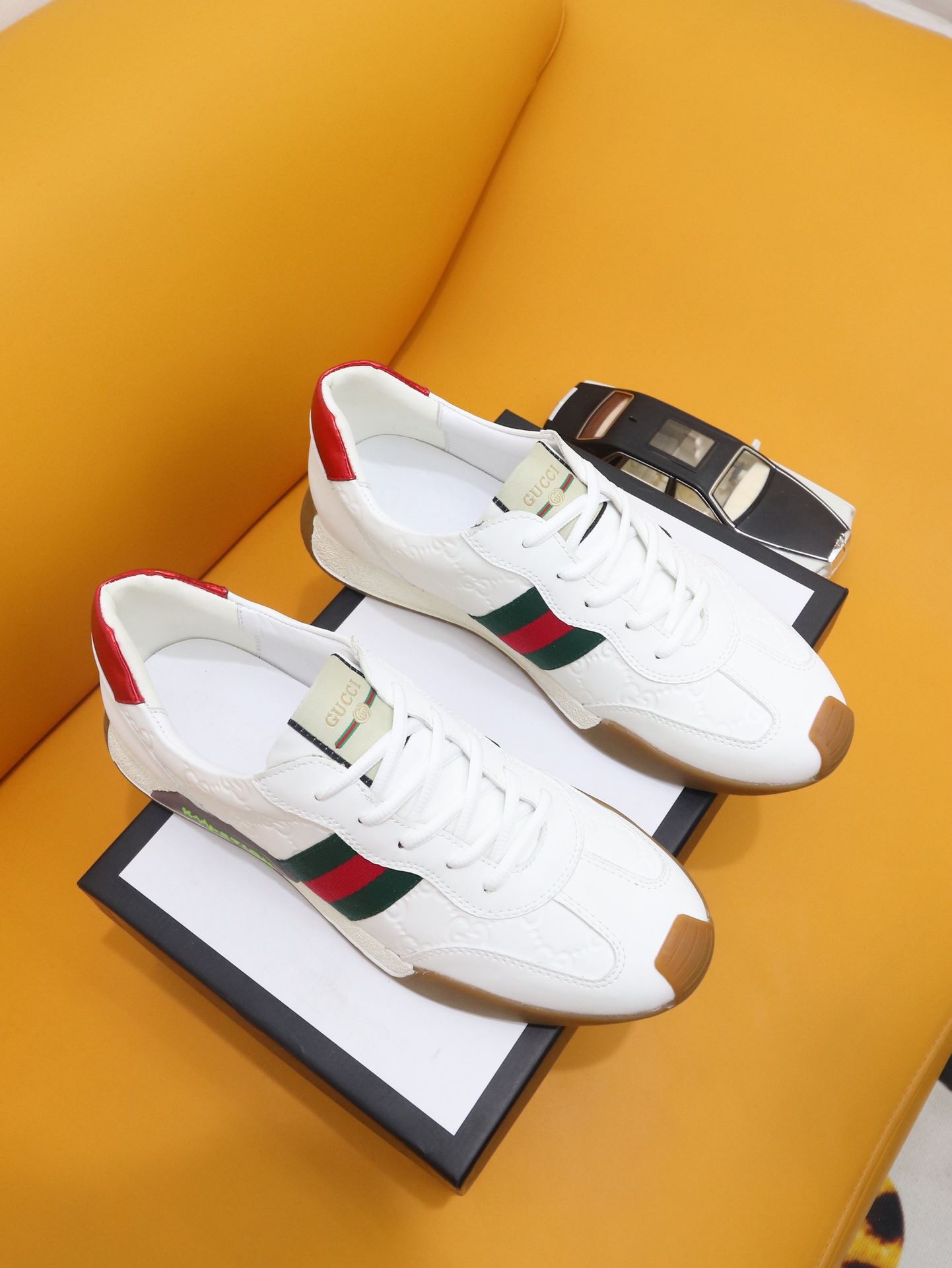 Gucci Men's GG Embossed Sneakers With Web Ketion White For Men