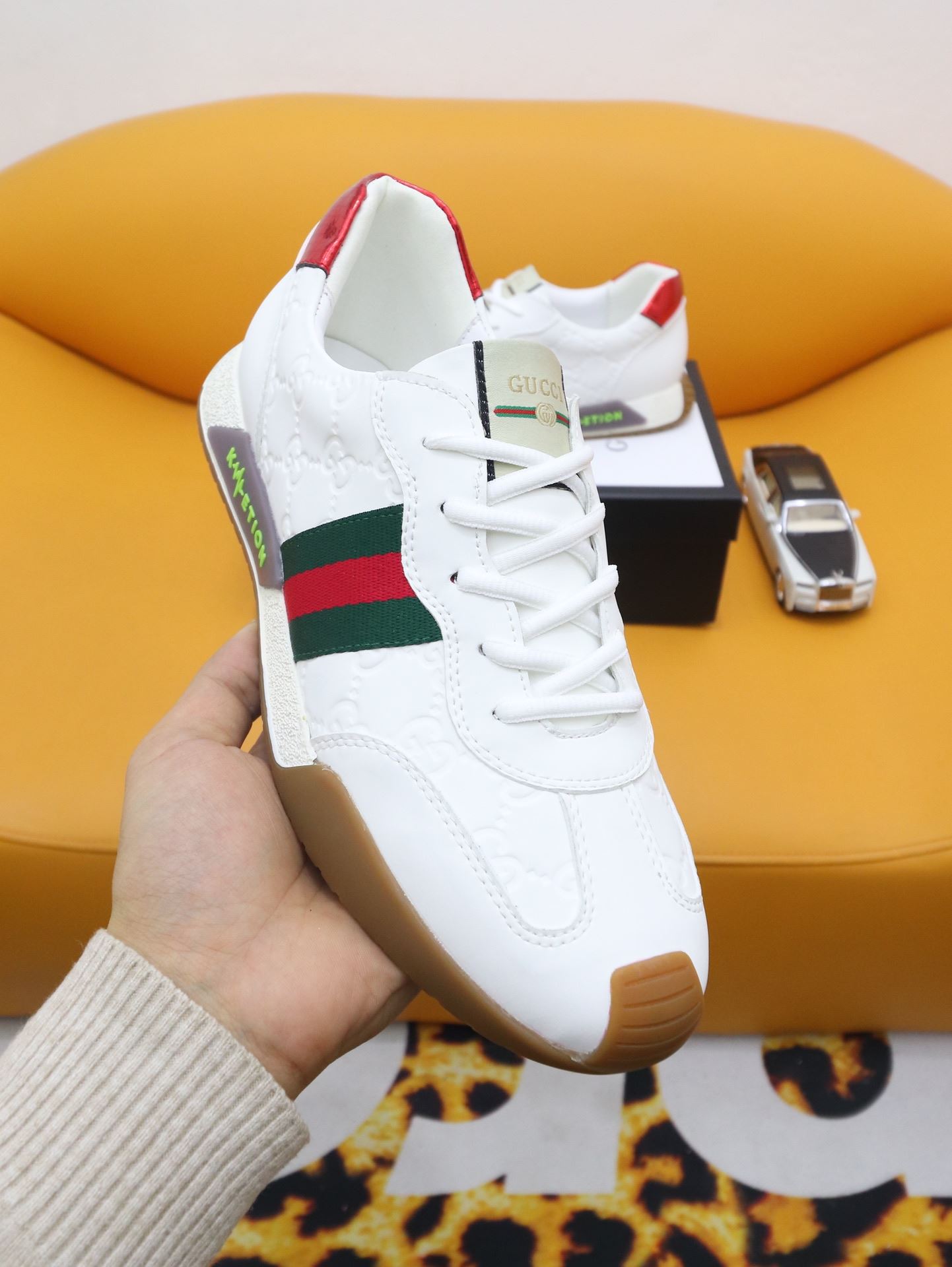 Gucci Men's GG Embossed Sneakers With Web Ketion White For Men