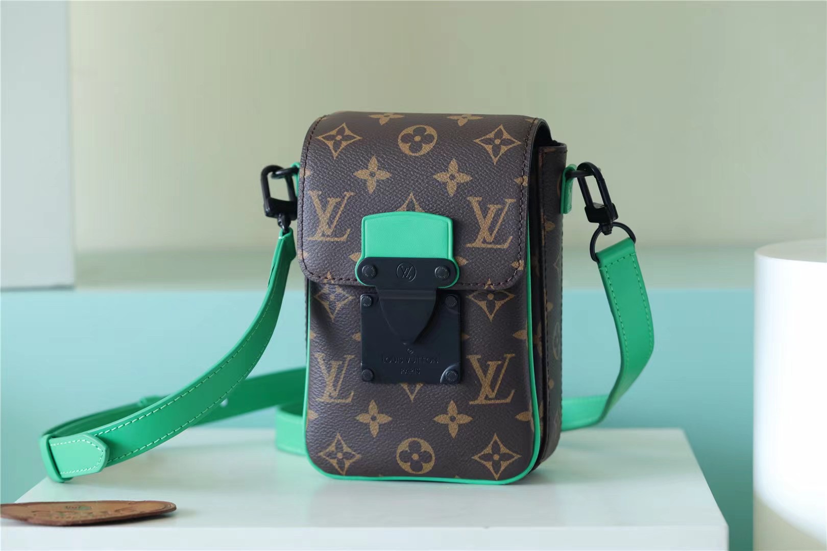 Louis Vuitton S-Lock Vertical Wearable Wallet Monogram Macassar Green ...