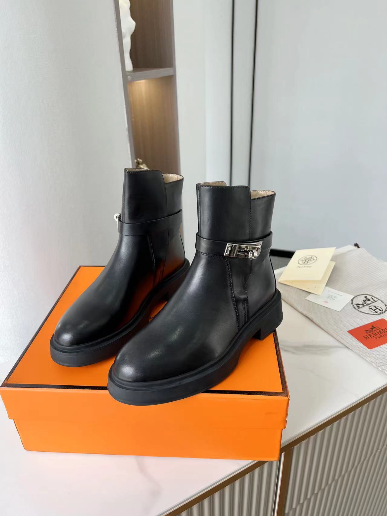 Hermes Veo Ankle Boot Black For Women, Women's Shoes H221827ZH01435