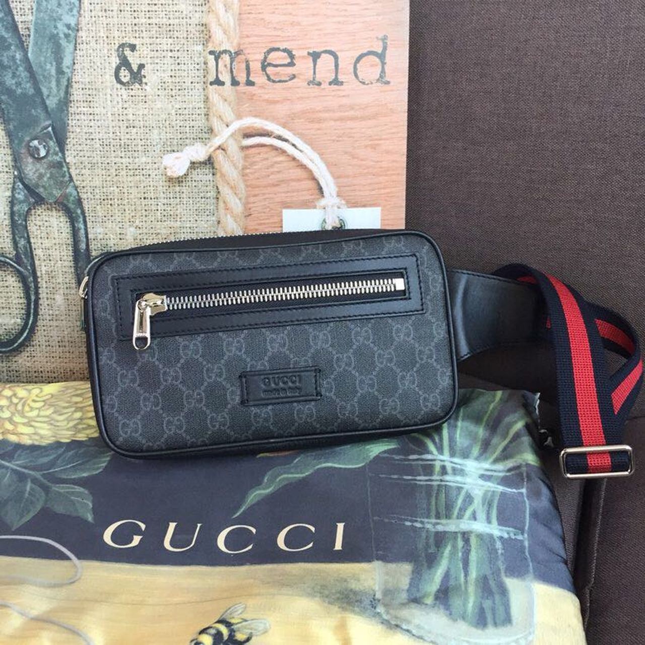 Gucci GG Black Belt Bag Black/Grey Soft GG Supreme Crafted For Men 9in ...