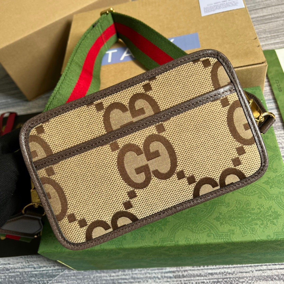 Gucci Jumbo GG Mini Bag Camel And Ebony Jumbo GG Canvas For Womenu00a0 ...