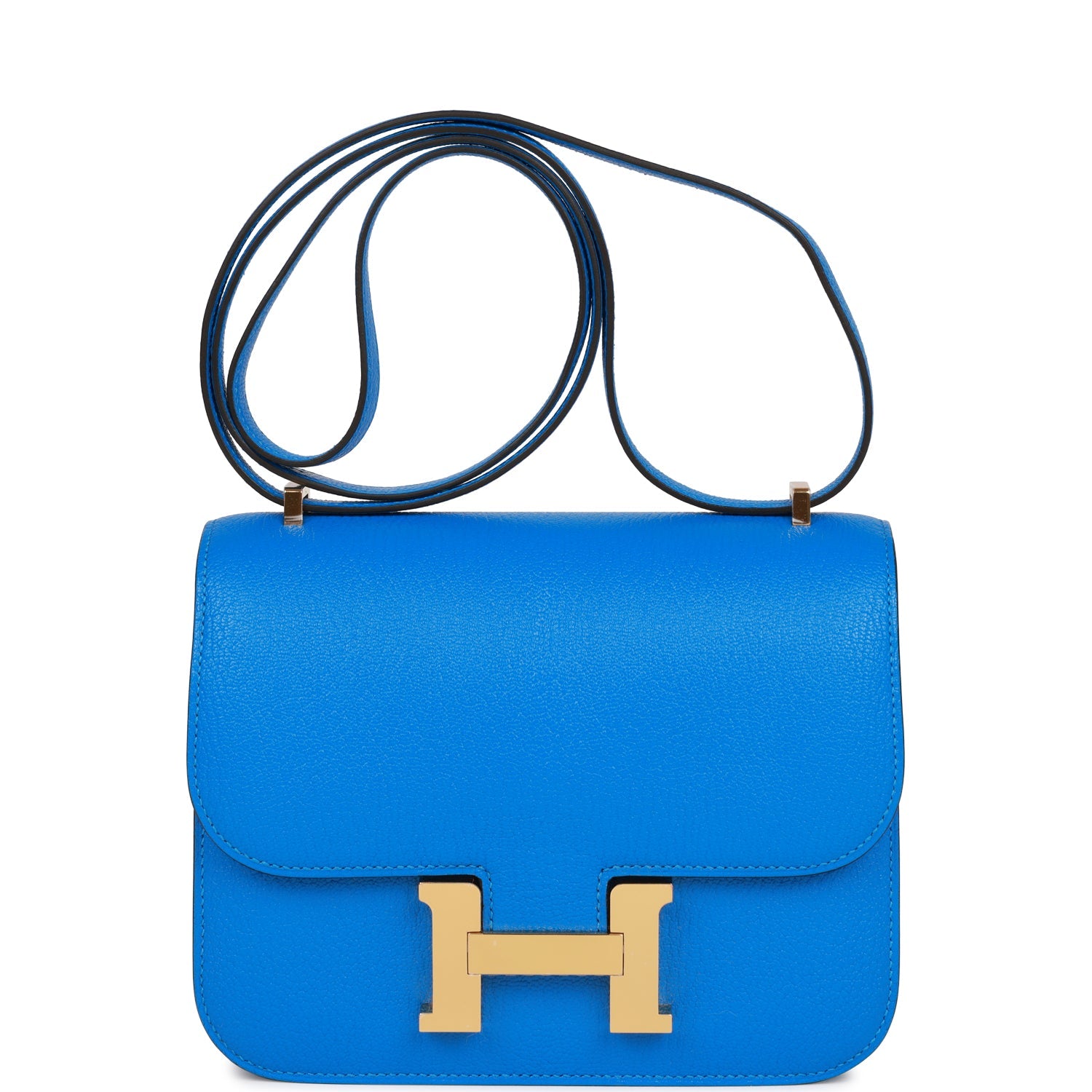 Hermès Constance 18 Bleu Hydra Chevre Gold Hardware - Bag factory