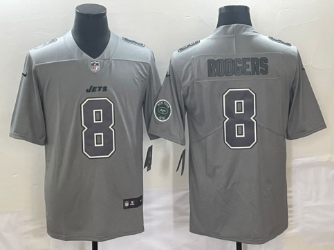 Nike Men's New York Jets Aaron Rodgers #8 Atmosphere Grey Game Jersey