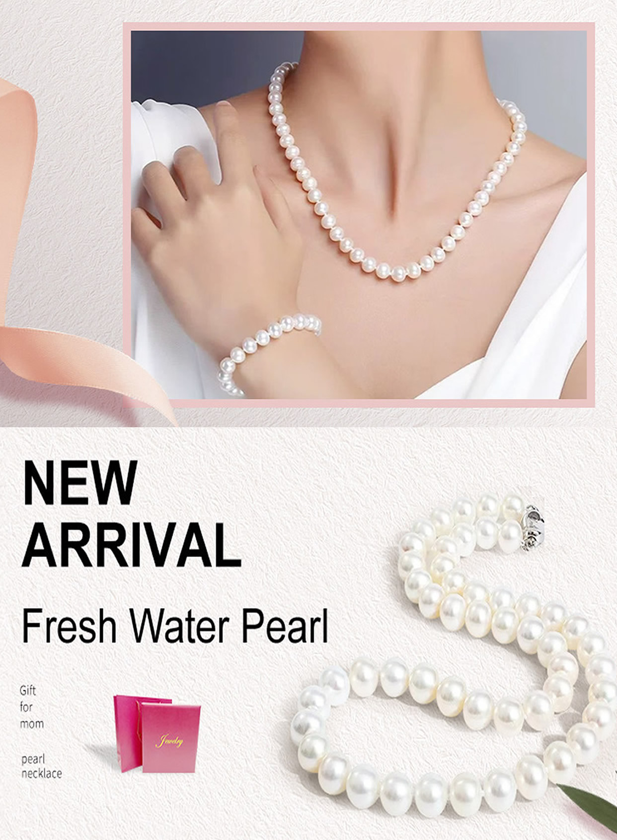 KingPearl - Make Life Better, Glod Real Pearl Necklace, Pearl