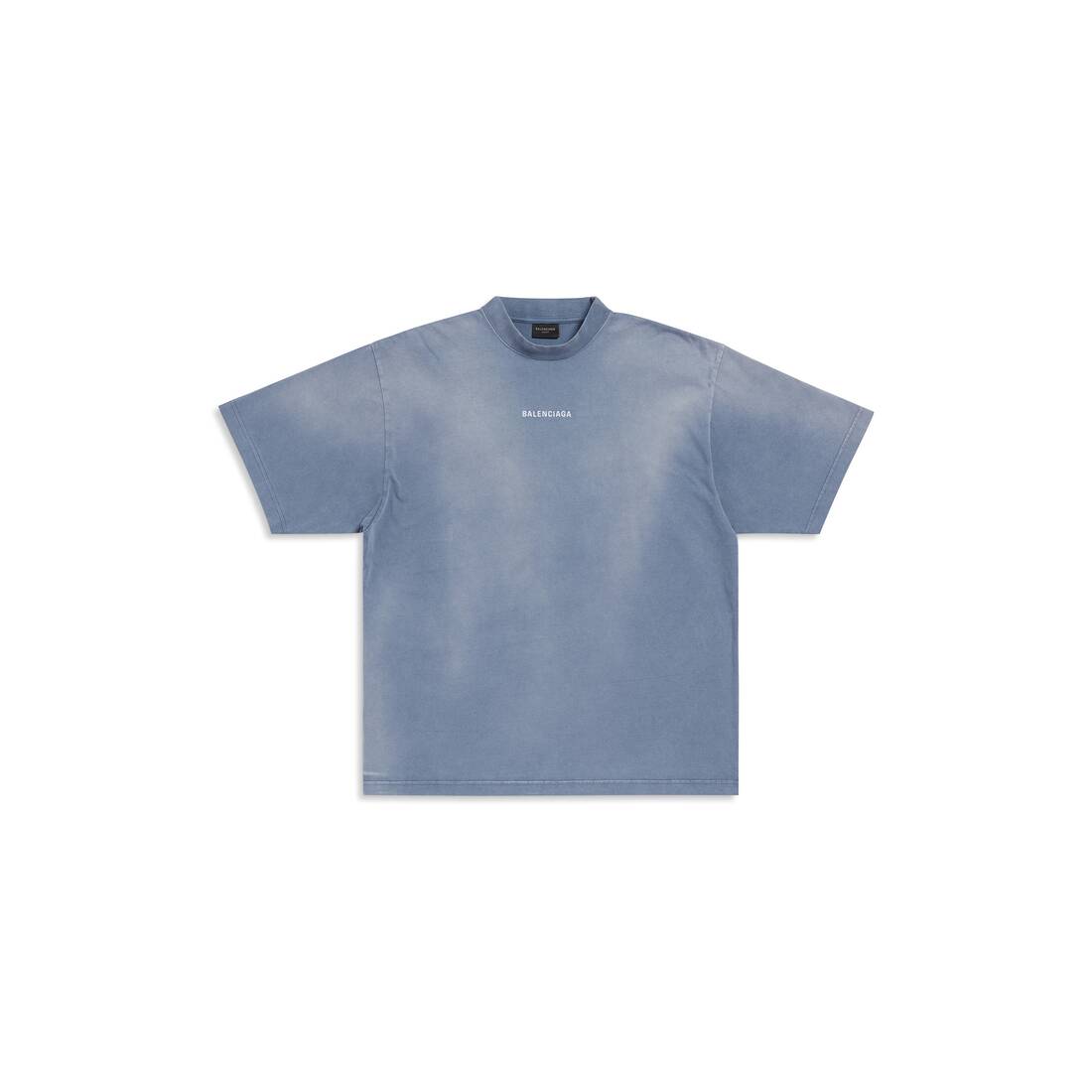 BALENCIAGA BACK T-SHIRT MEDIUM FIT IN BLUE/WHITE