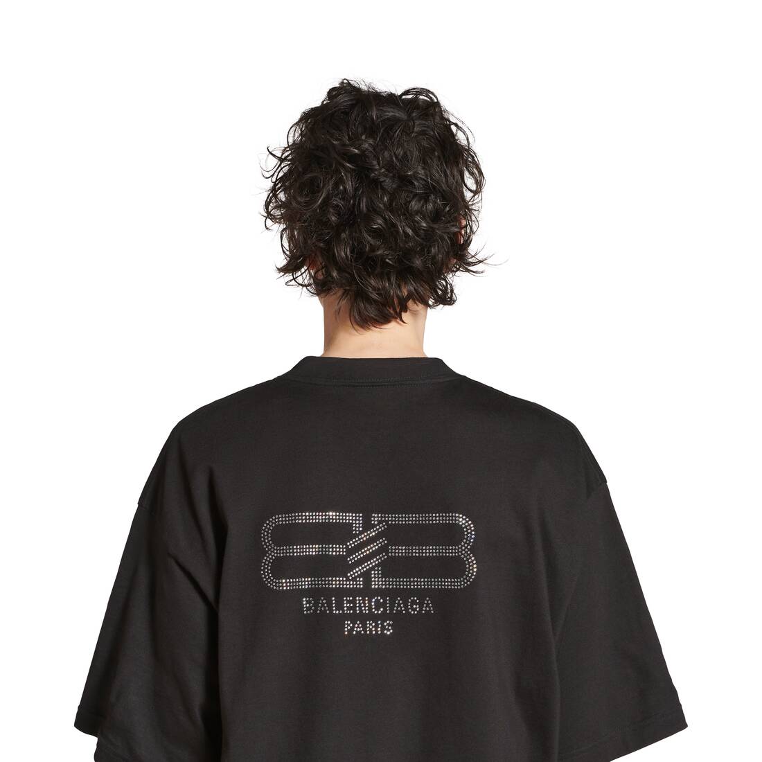 BB PARIS STRASS T-SHIRT MEDIUM FIT IN BLACK FADED