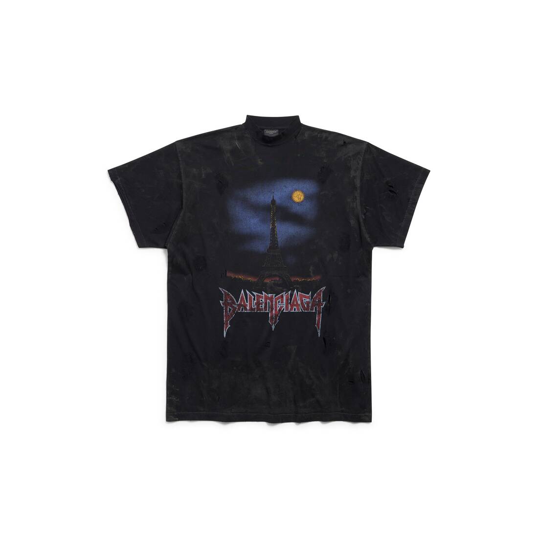 PARIS MOON T-SHIRT OVERSIZED IN BLACK FADED