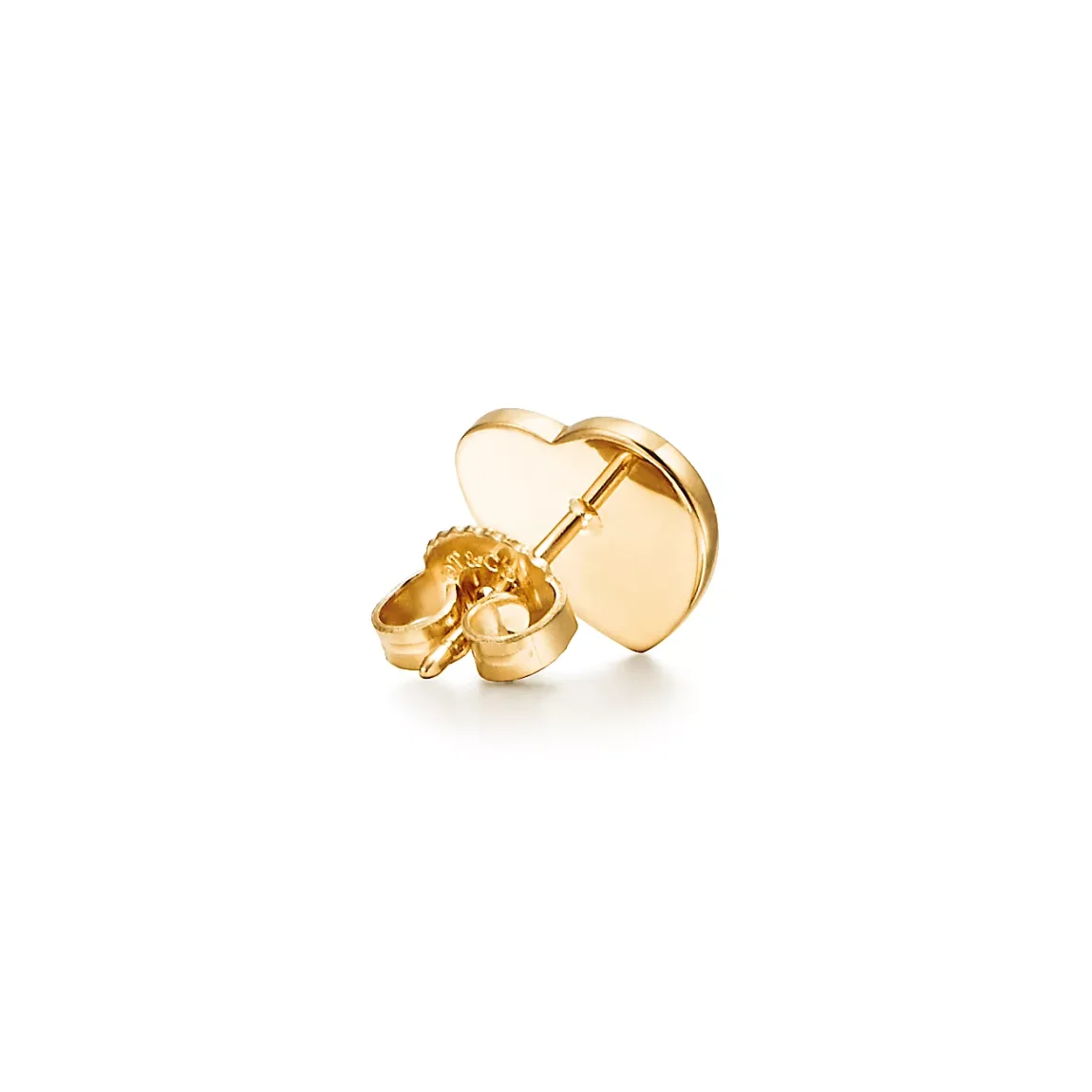 Heart Tag Stud Earrings in Yellow Gold, Mini