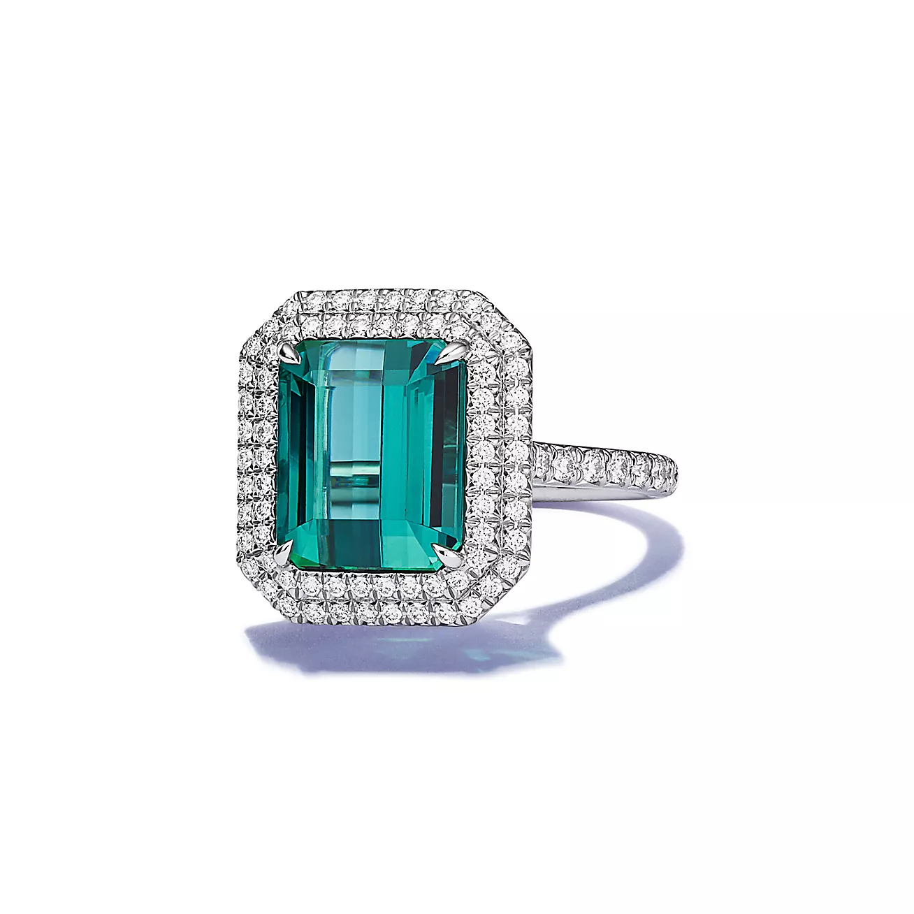 Green Tourmaline Ring in Platinum