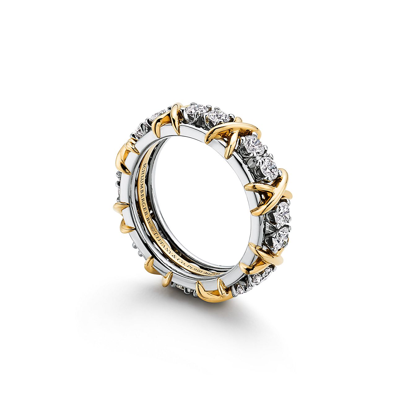 Ring in Yellow Gold and Platinum with Diamonds