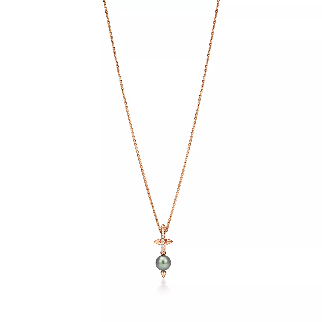Tahitian Pearl Pendant in Gold with Diamonds