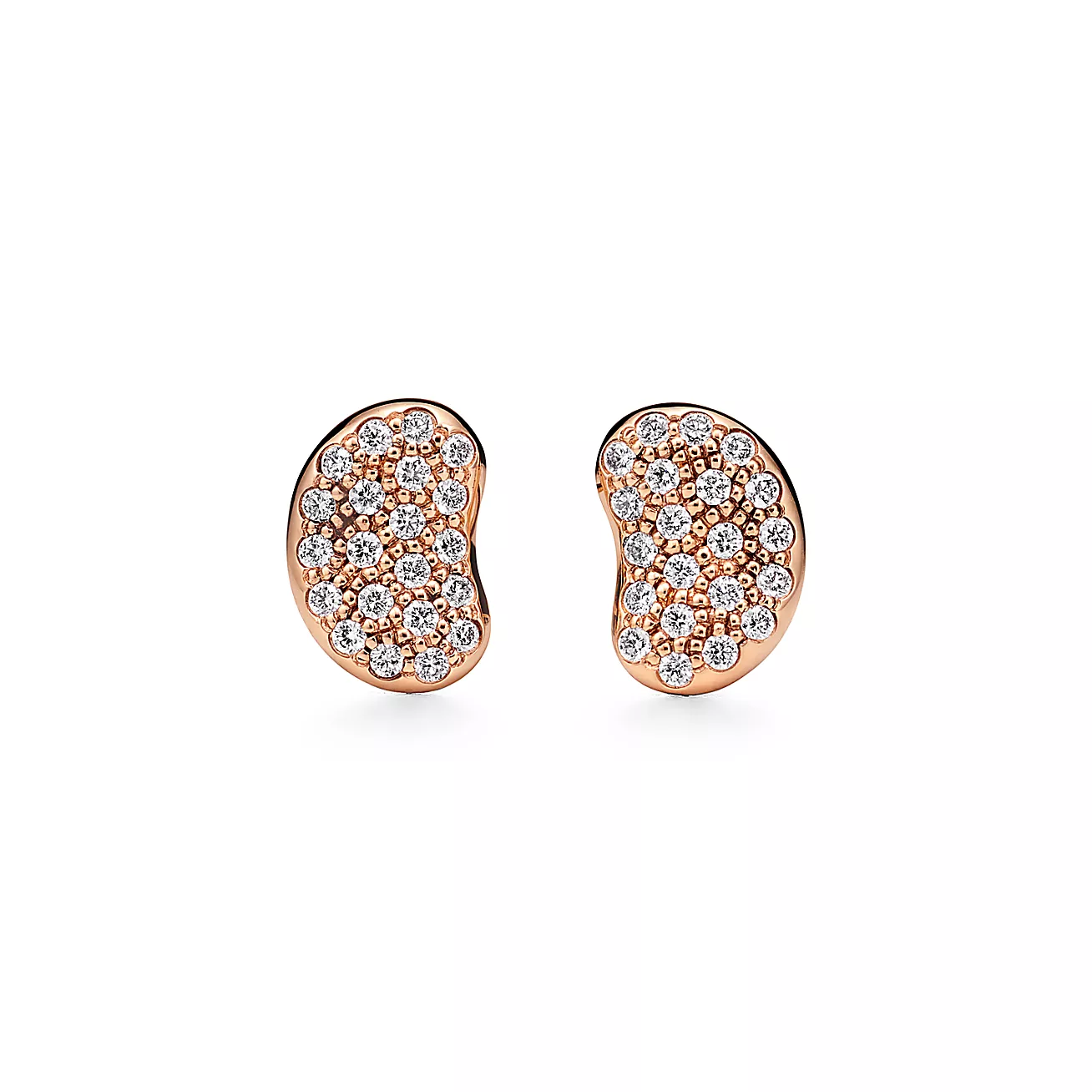 Bean® design Earrings in Rose Gold with Diamonds, 9 mm