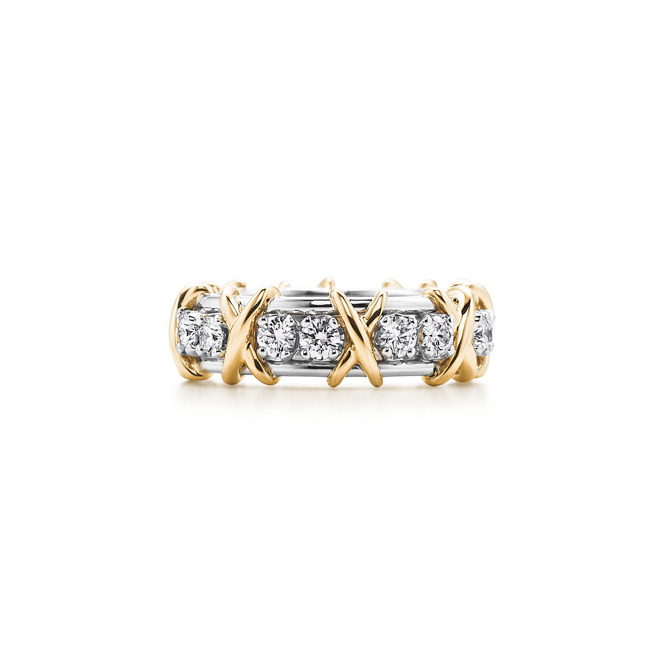 Ring in Yellow Gold and Platinum with Diamonds