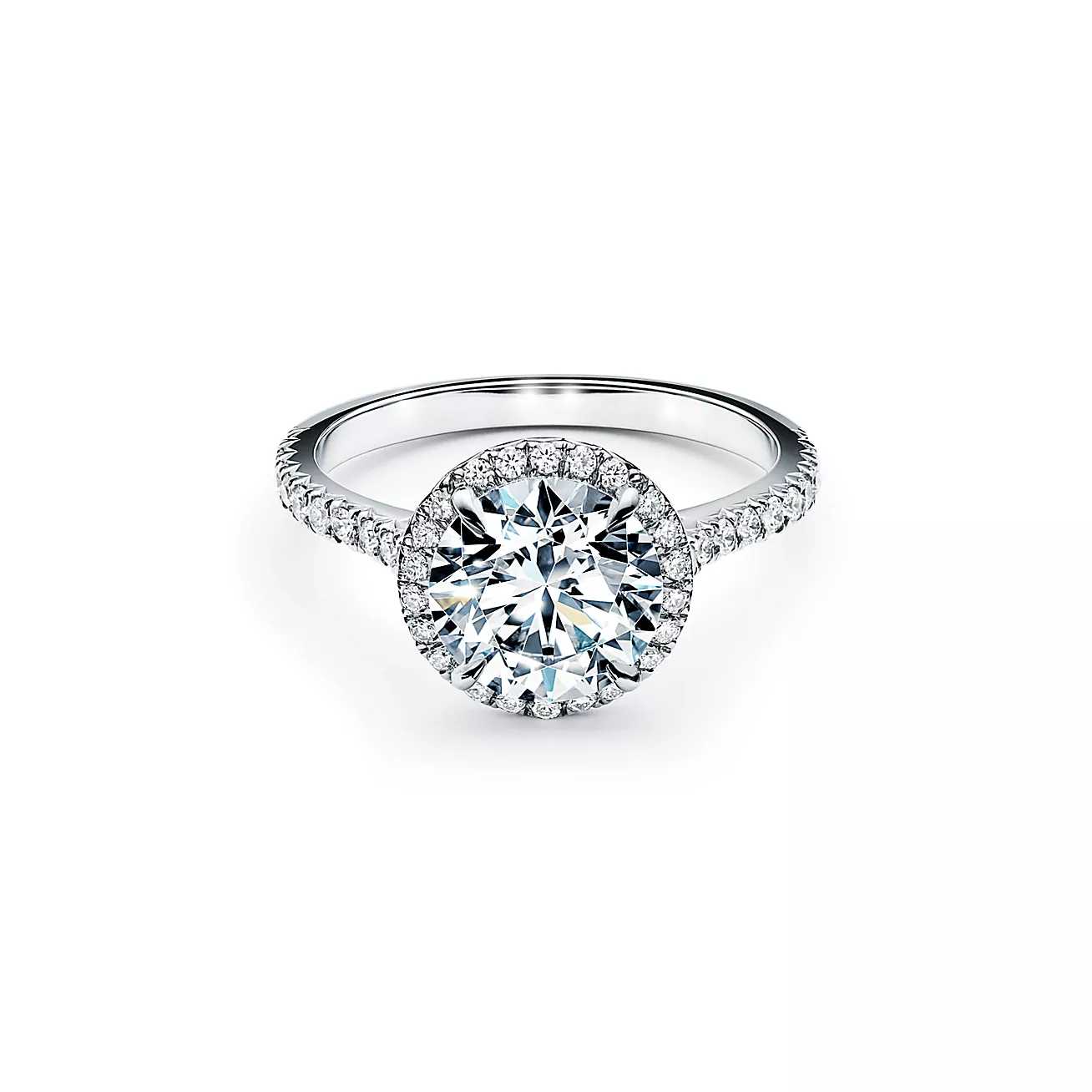 Soleste® Round Brilliant Engagement Ring in Platinum