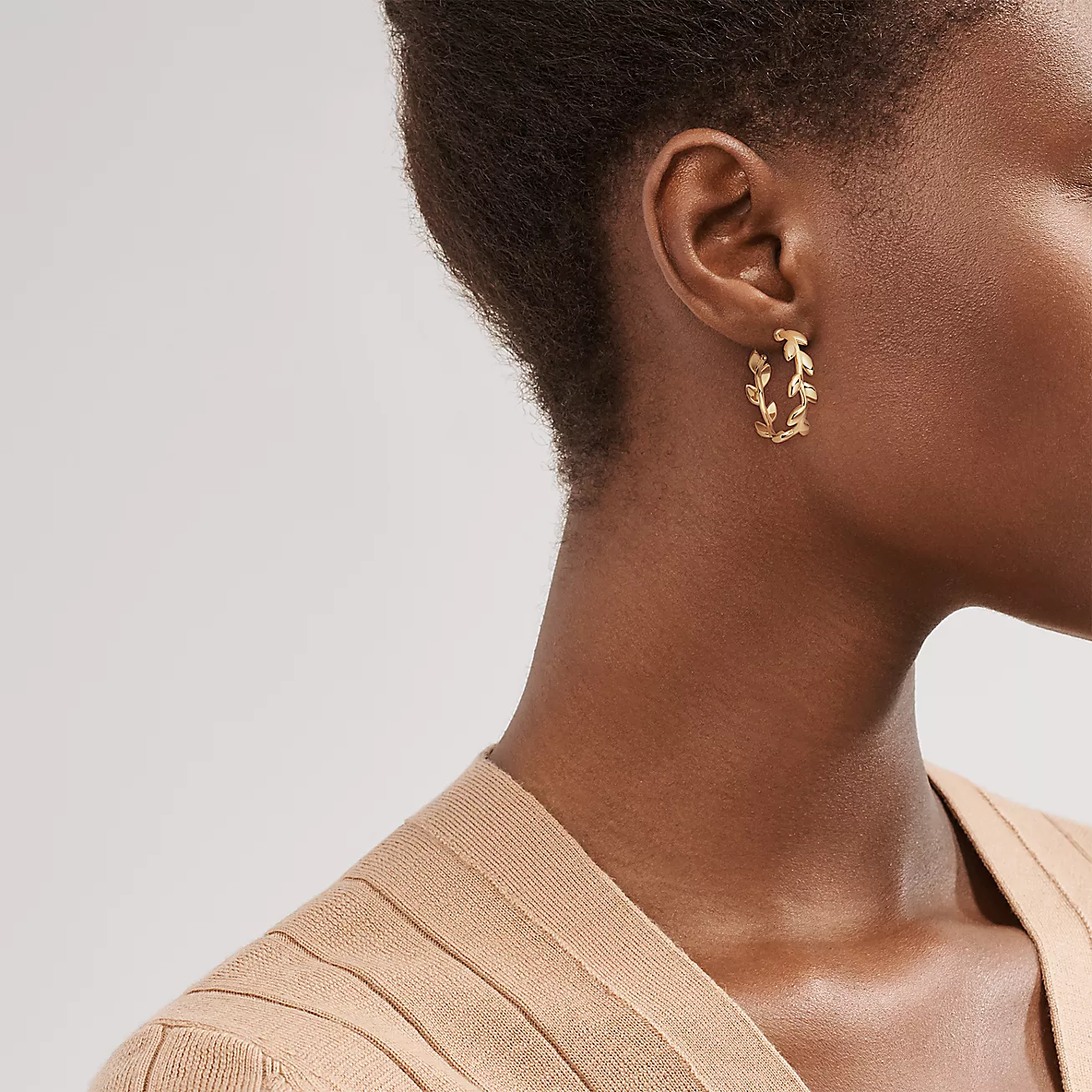 Olive Leaf Hoop Earrings