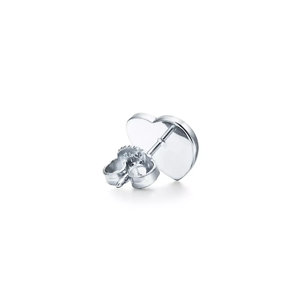 Heart Tag Stud Earrings in Silver, Mini