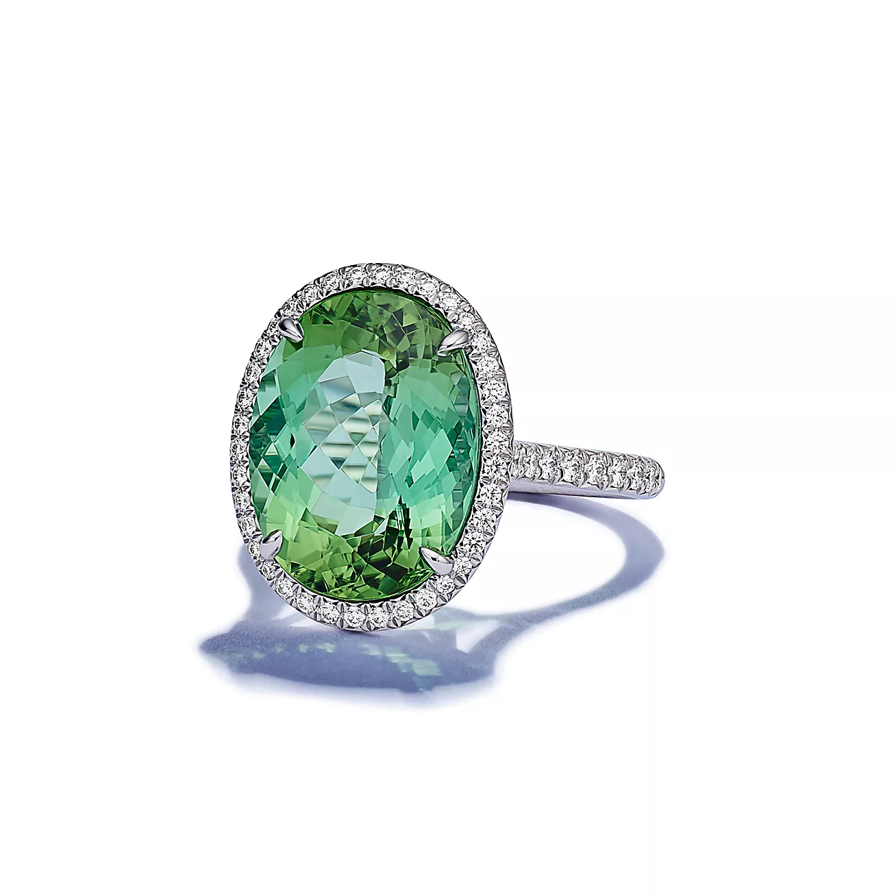 Green Tourmaline Ring in Platinum