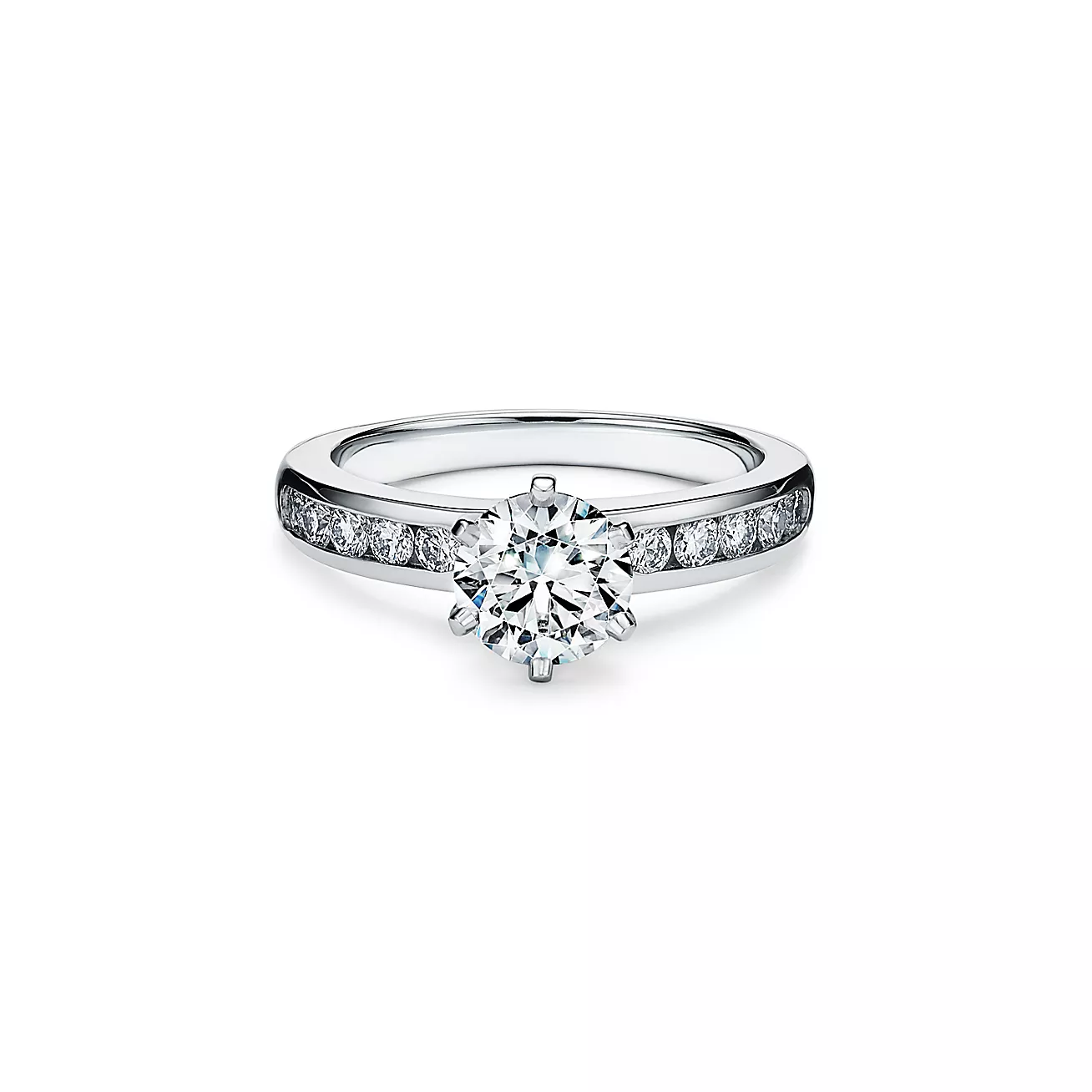 Engagement Ring with a Channel-set Diamond Band in Platinum
