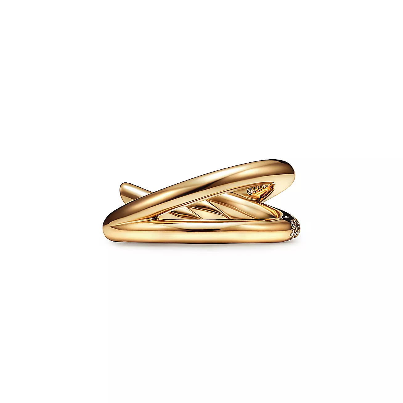 Double Row Ring in Yellow Gold with Diamonds