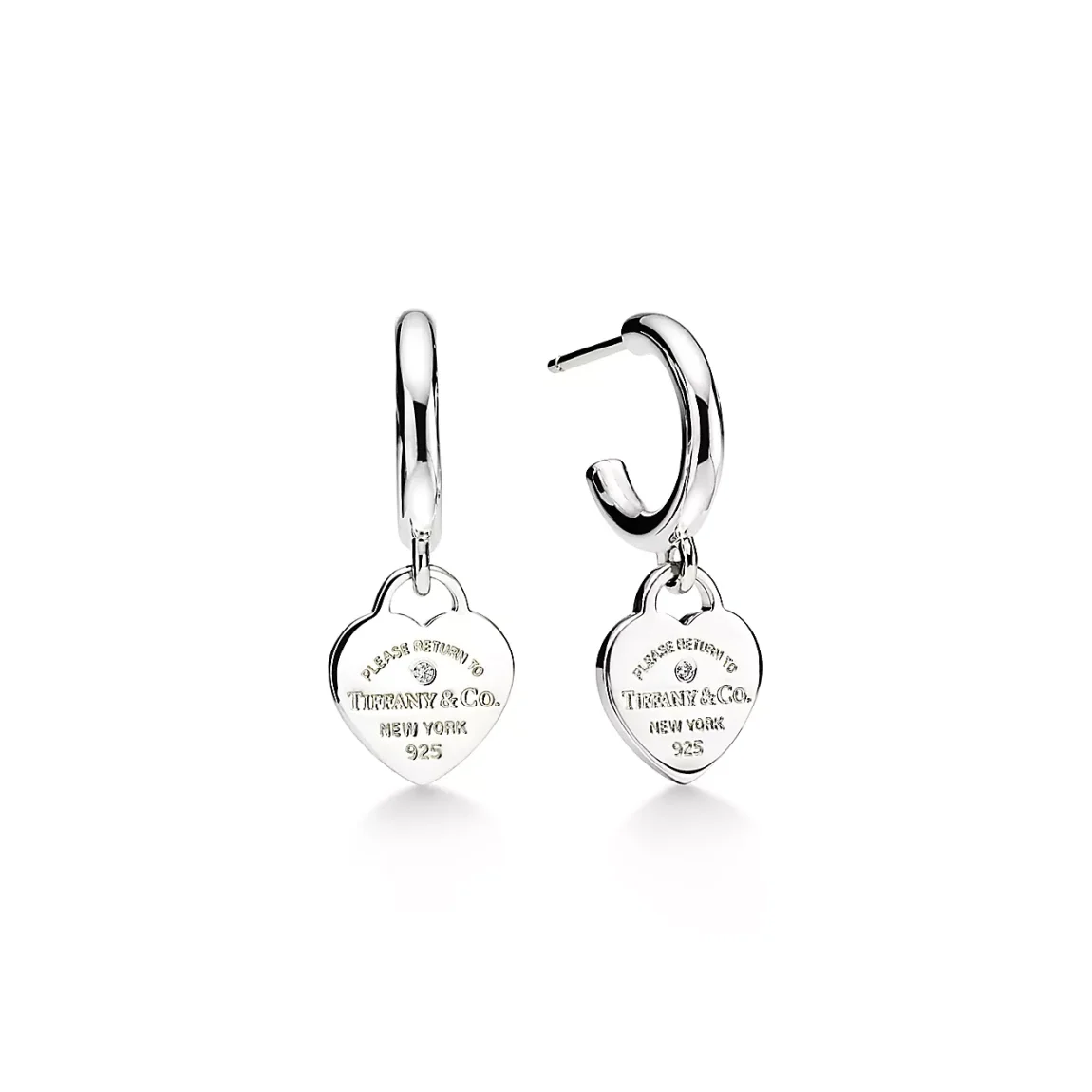 Hoop Earrings in Sterling Silver with Diamonds, Mini