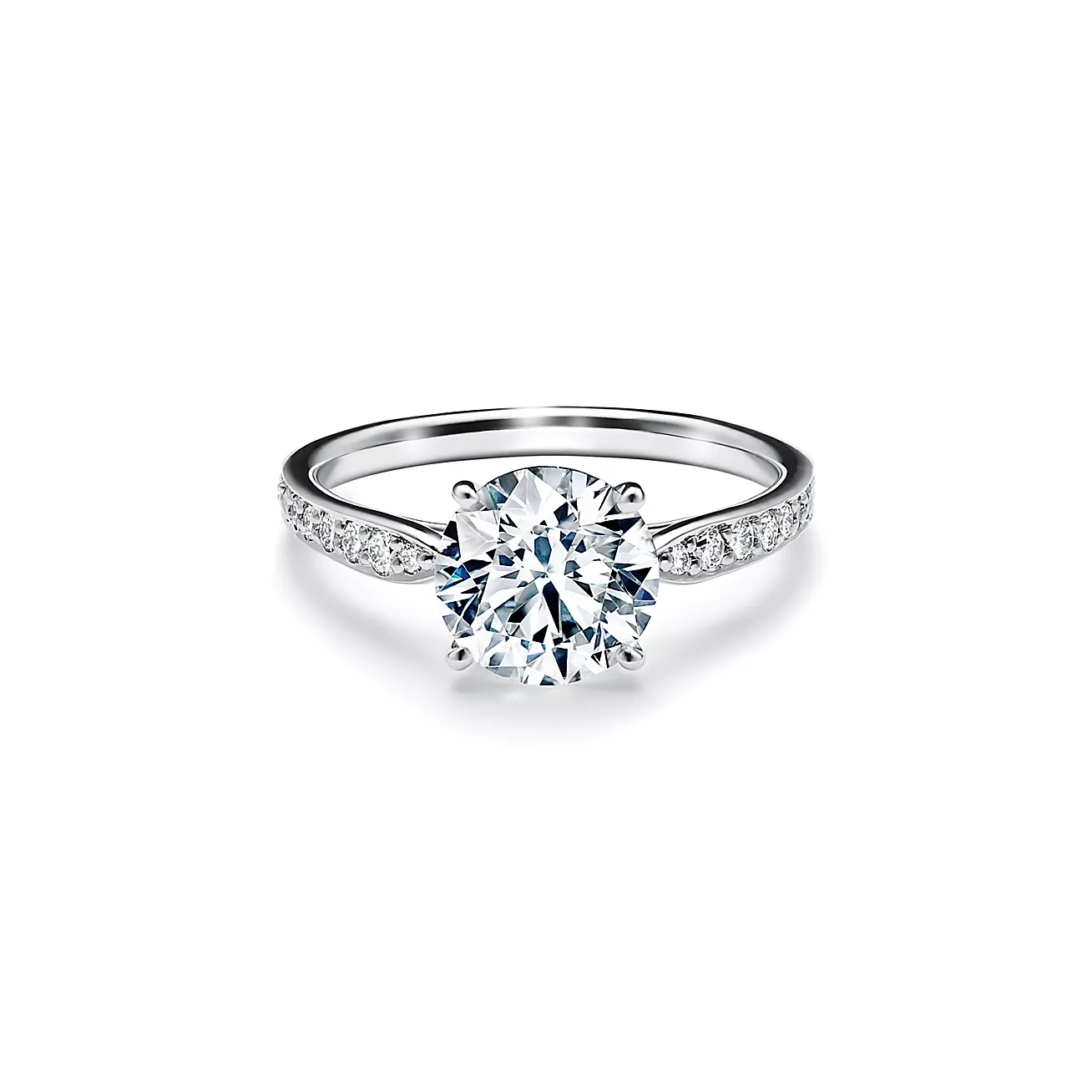 Harmony® Round Brilliant Engagement Ring with a Diamond Platinum Band