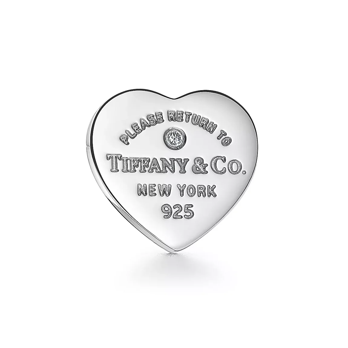 Heart Tag Earrings in Sterling Silver with a Diamond, Mini