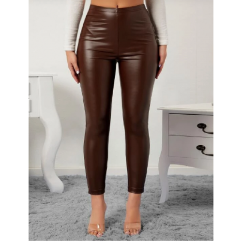 SHEIN SXY Solid PU Leather Leggings