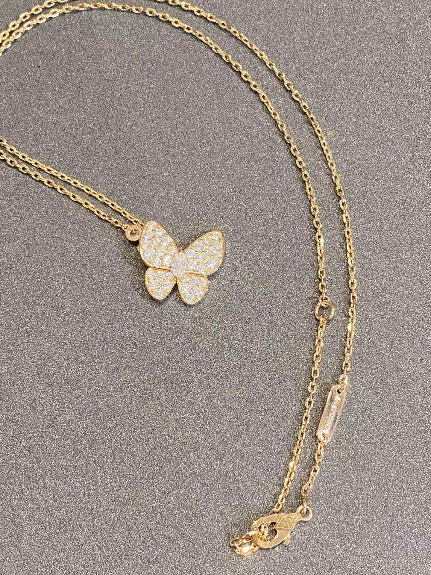 Van Cleef & Arpels Butterfly Necklace with Diamonds, Two Butterfly