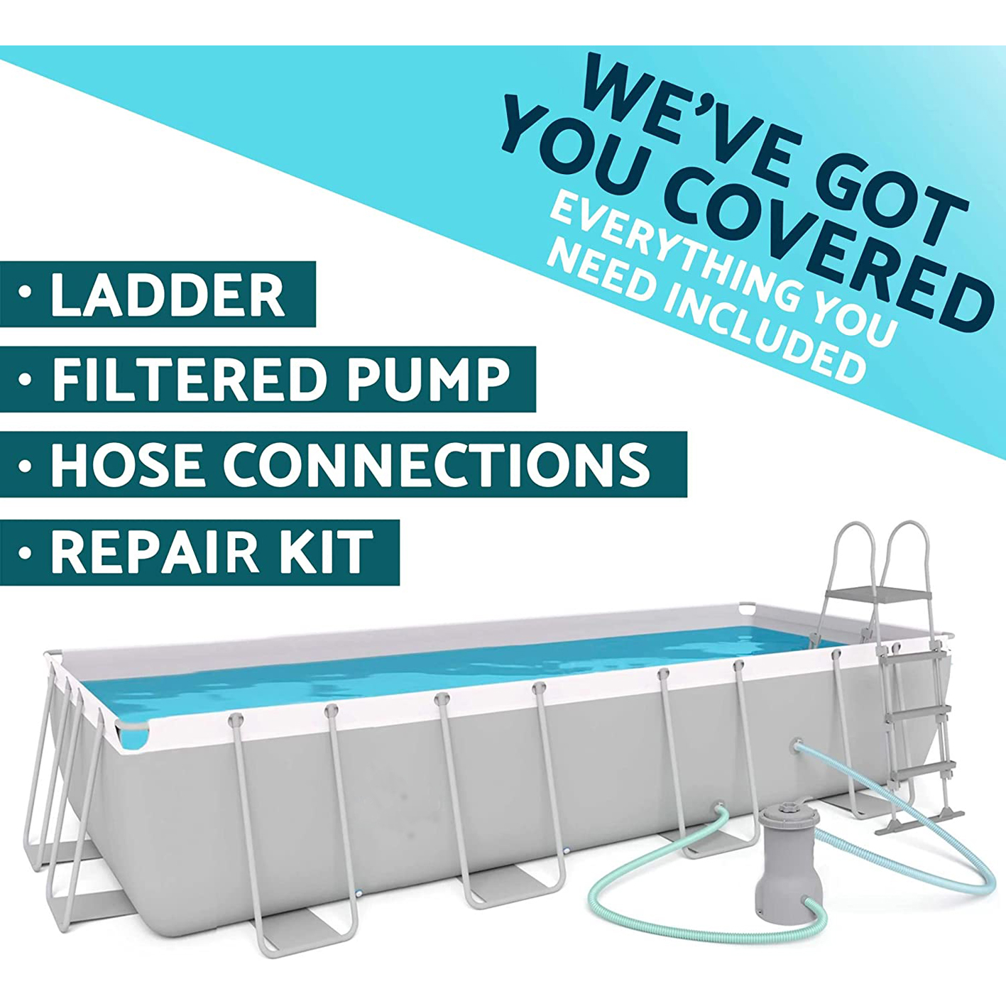 Dellonda 18ft Deluxe Steel Frame Swimming Pool Rectangular with