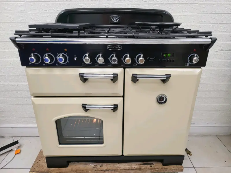 Rangemaster Classic Deluxe Dual Fuel Range Cooker in Cream 100cm TESCO