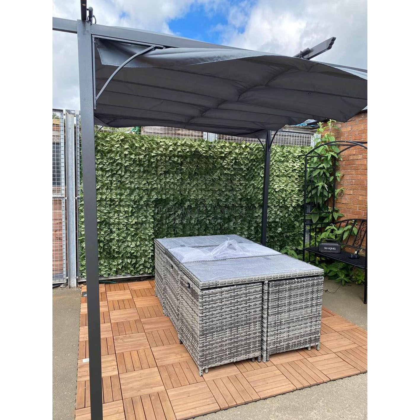 10 seat grey rattan patio garden dining set table and chairs TESCO