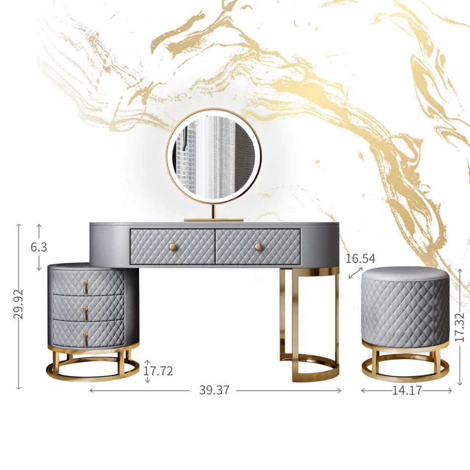 FDresser Table Vanity Makeup Table Set Makeup with 5 Drawers Dressing