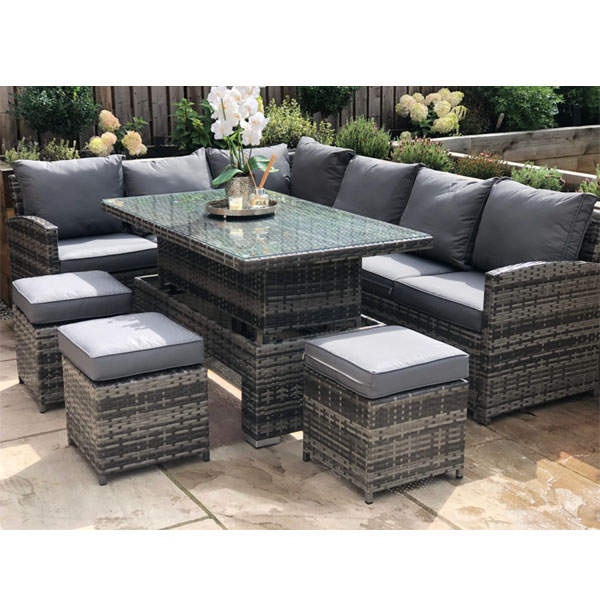 Amalfi Grey Rattan Corner Sofa with Rising table TESCO