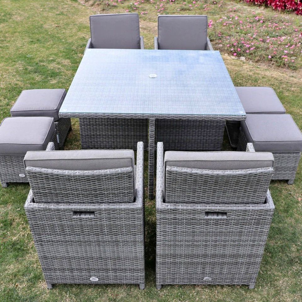 Cube Rattan Garden Furniture Set Chairs Sofa Stool Table Patio 8 Seater