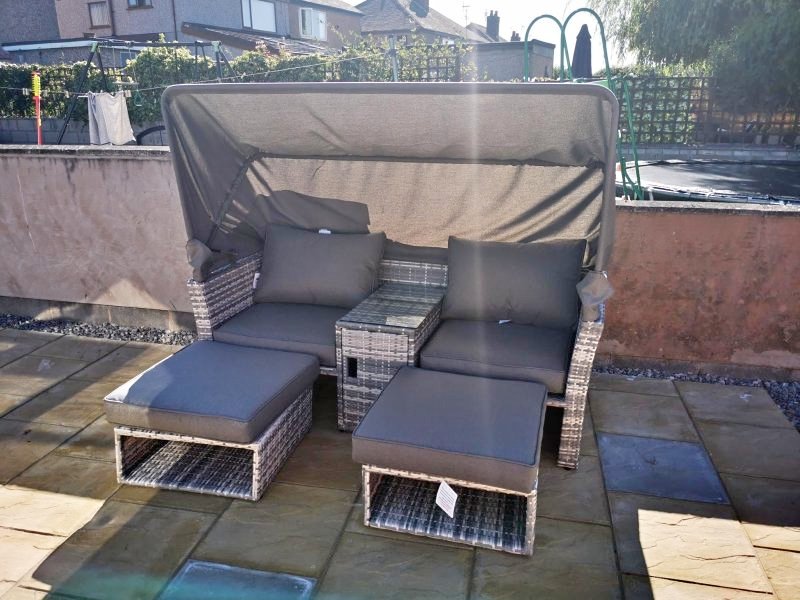 3 Piece Outdoor PE Rattan Patio Furniture Set Sofa Bed 2 Seat Sofa