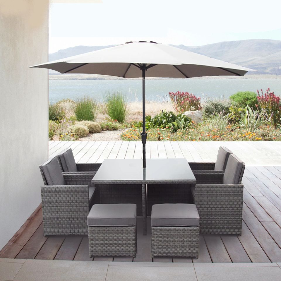 Cube Rattan Garden Furniture Set Chairs Sofa Stool Table Patio 8 Seater