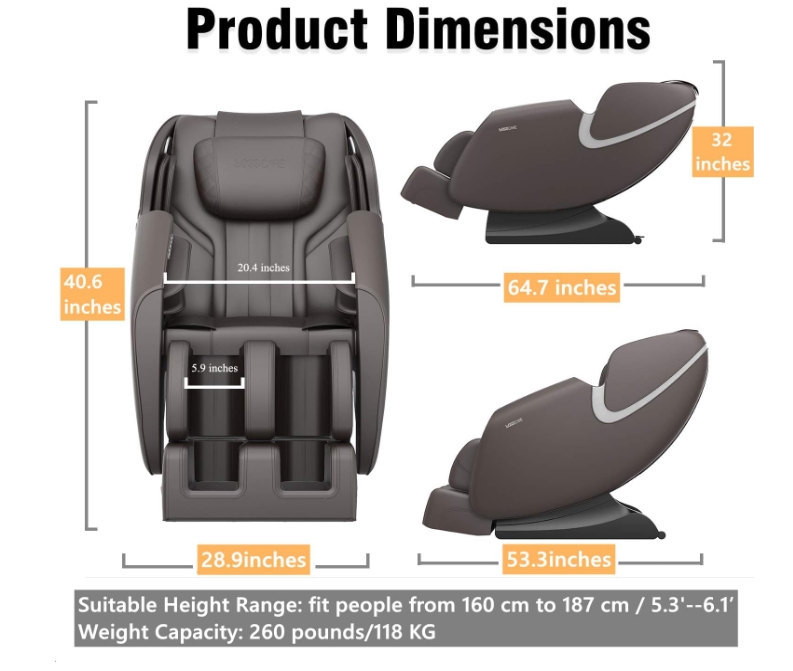 MASSAGE CHAIR RECLINER WITH ZERO GRAVITY AIRBAG MASSAGE BLUETOOTH SPEAKER FOOT ROLLER BLACK. TESCO