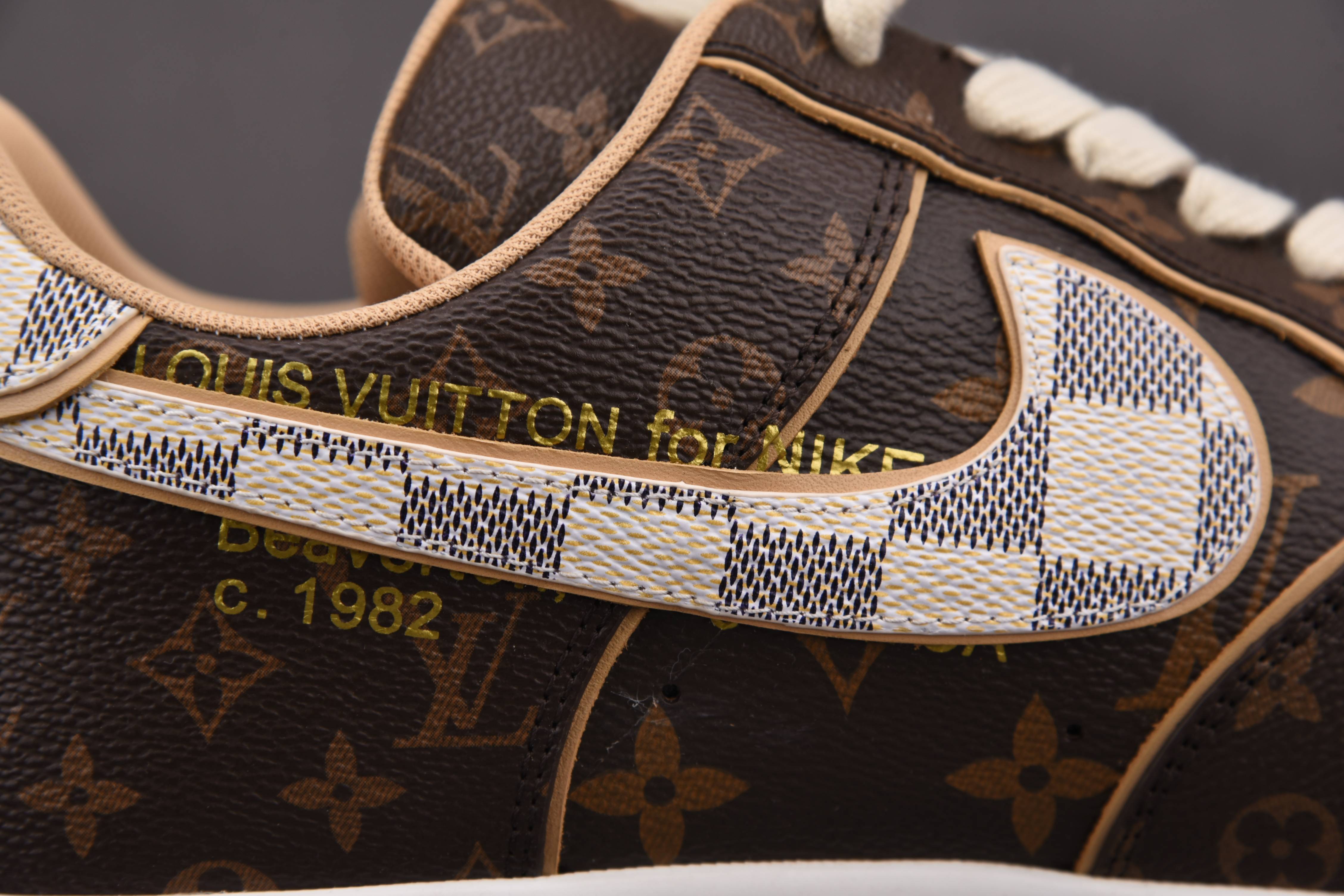 Nike Air Force 1 Low Louis Vuitton Monogram Brown Damier Azur - TimeToCop