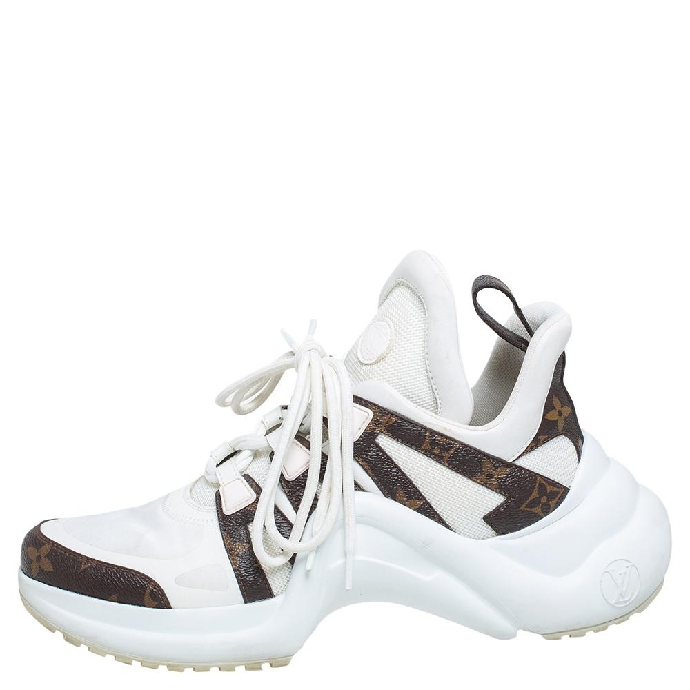 Louis Vuitton White Monogram Coated Canvas and Leather Archlight Sneaker