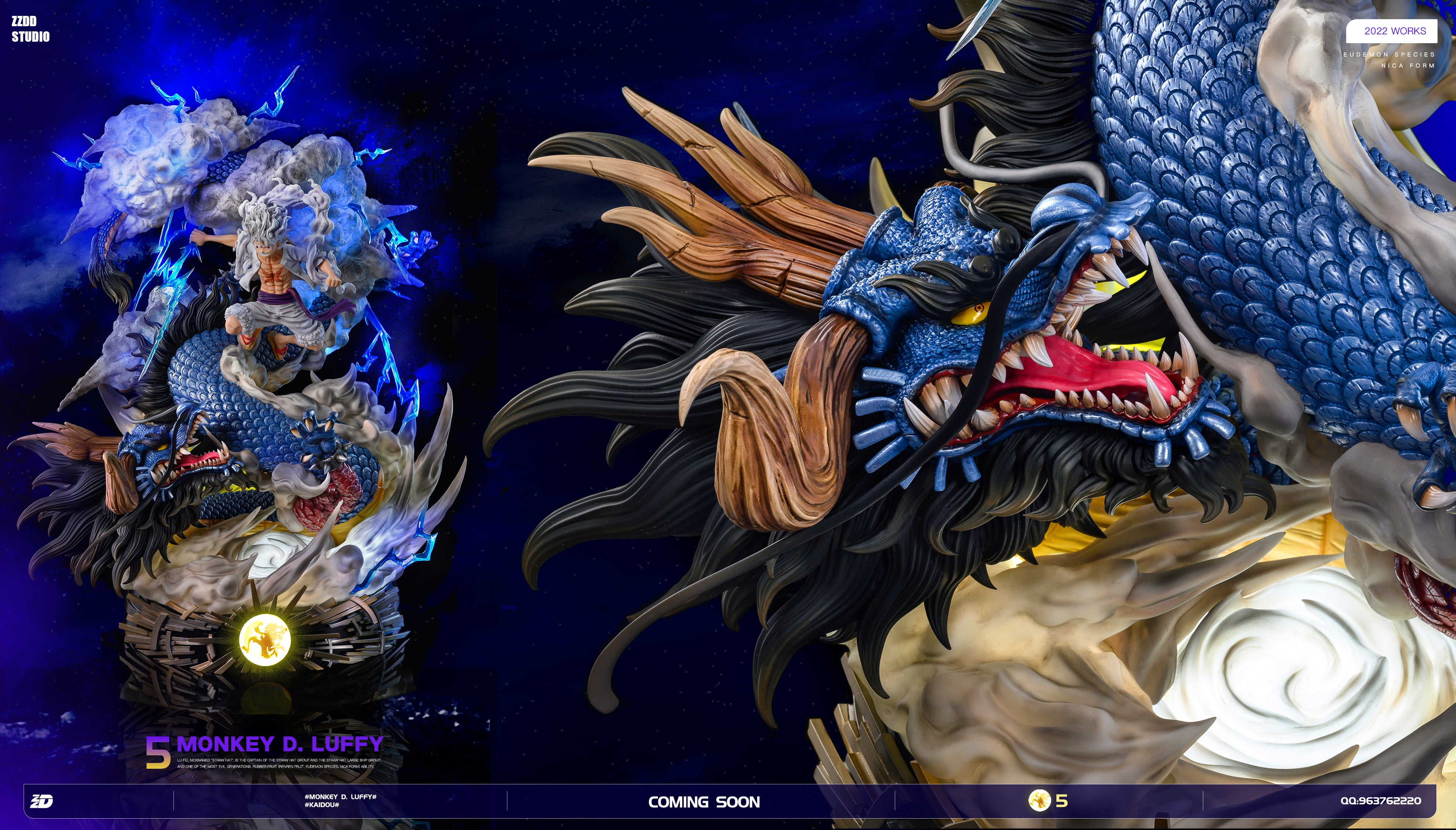 【In stock】1/6 Scale Nika Monkey D. Luffy vs Full Beast Form Kaidou with ...