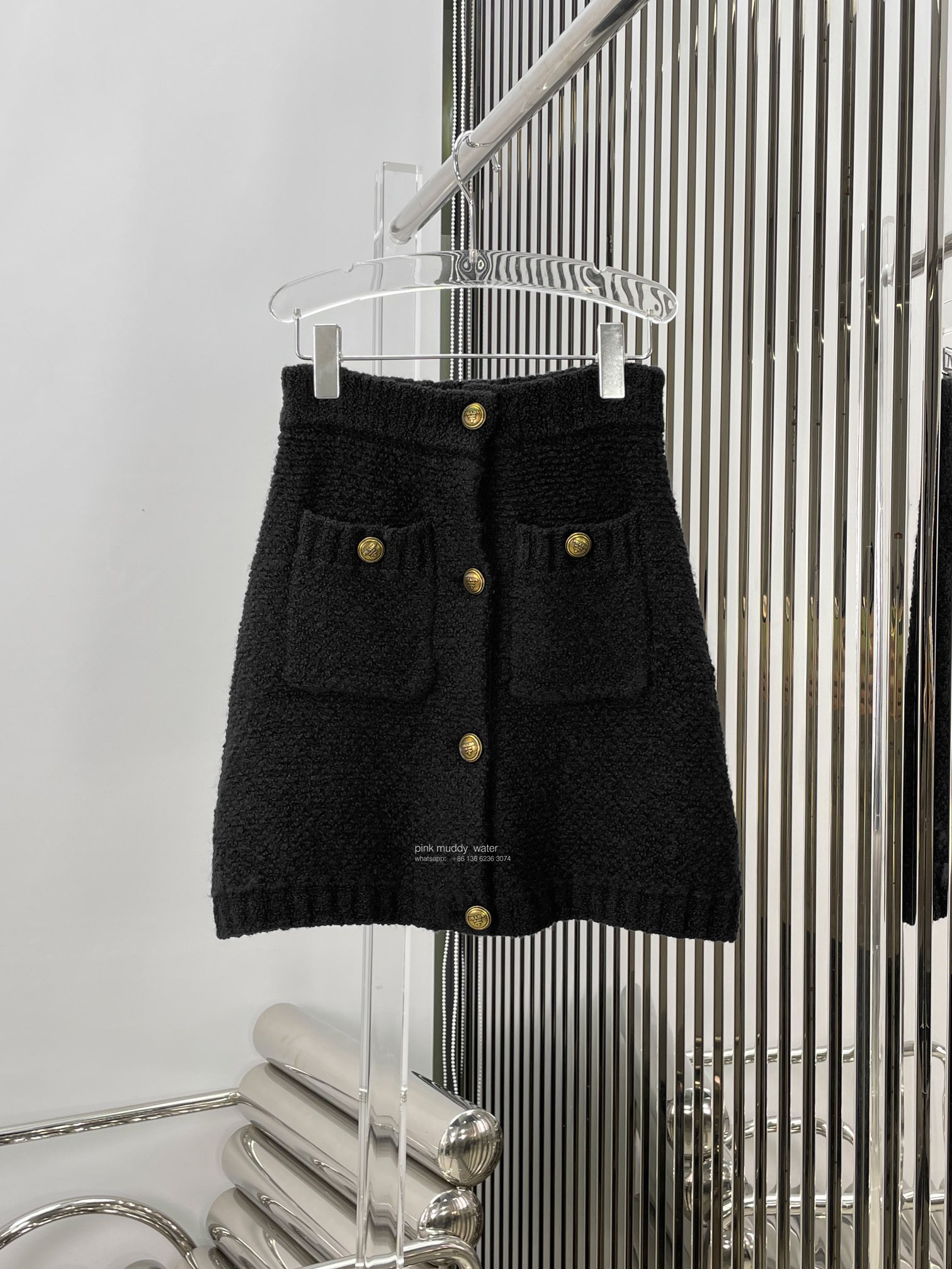 Bouclé mohair miniskirt