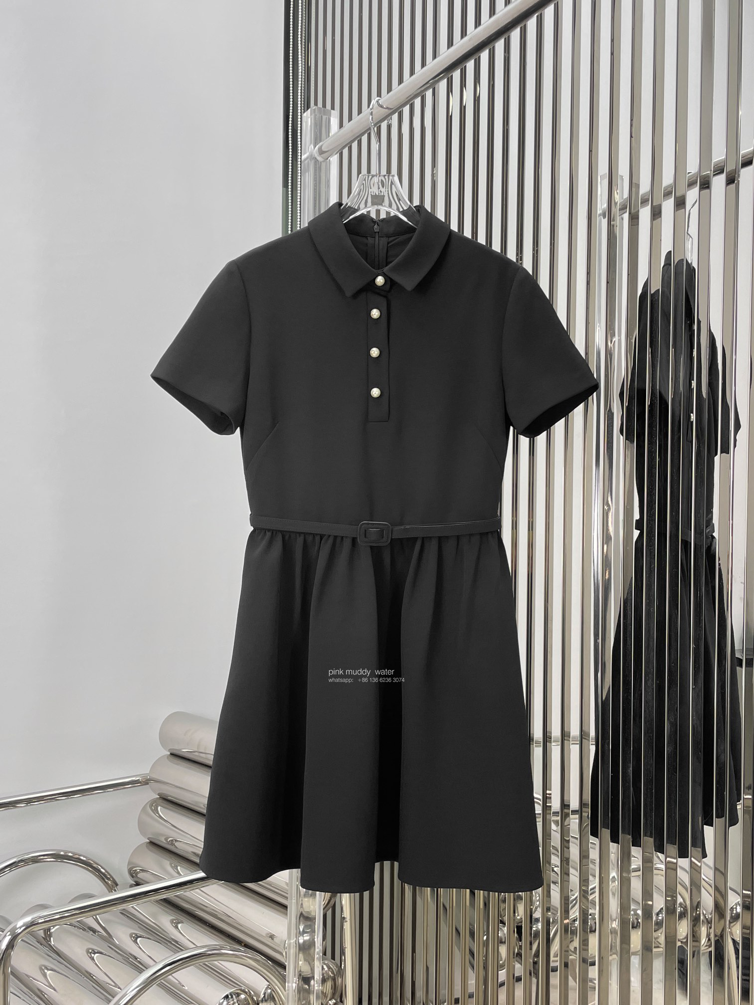 FITTED DRESS WITH 'CD' BUTTONS