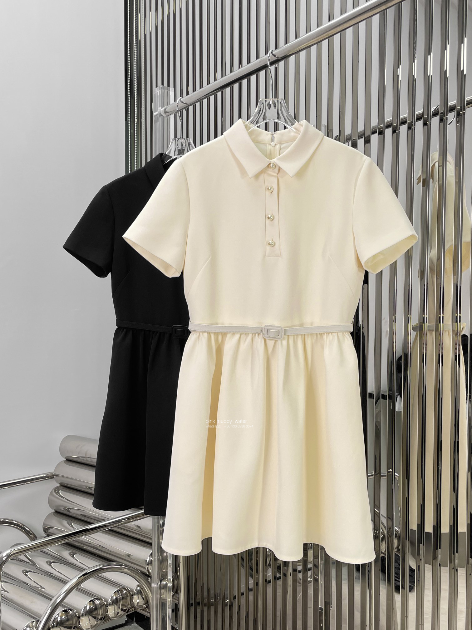 FITTED DRESS WITH 'CD' BUTTONS