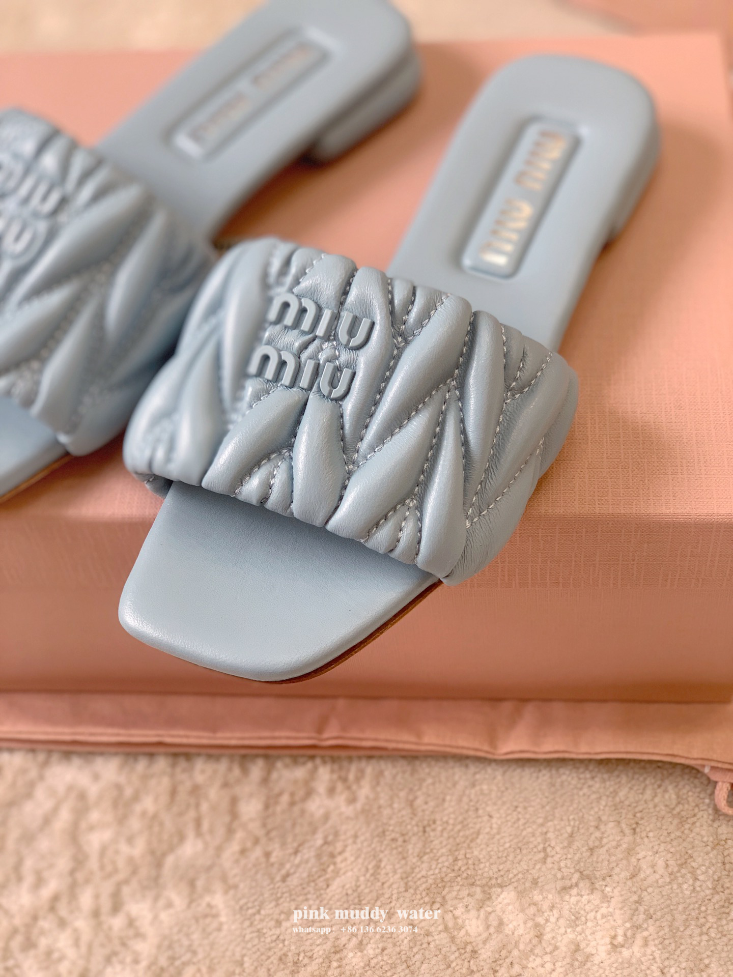 Matelassé nappa soft leather slippers