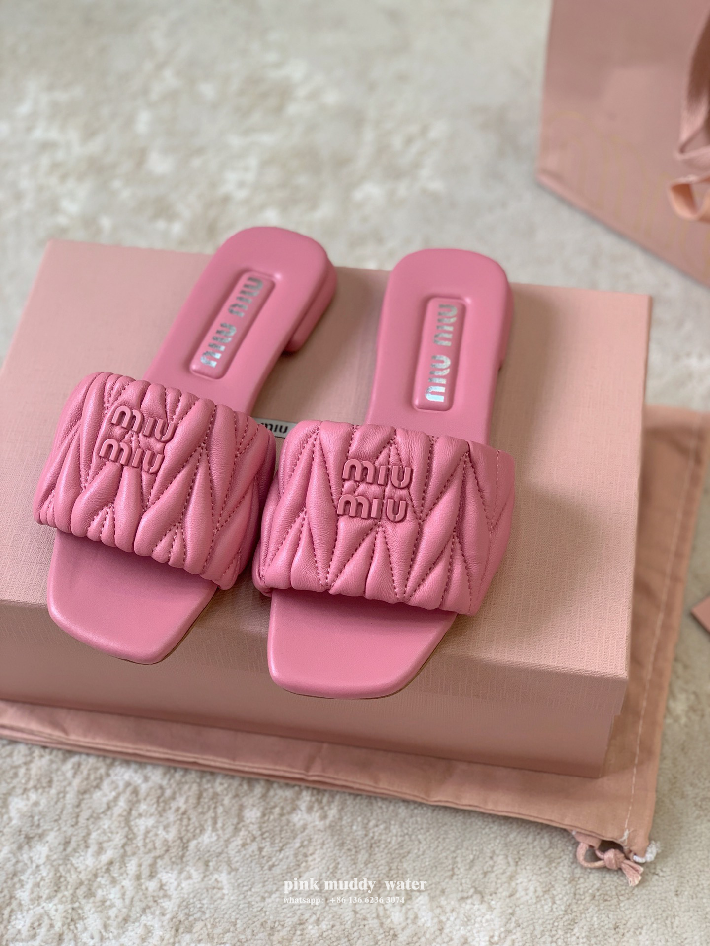 Matelassé nappa soft leather slippers