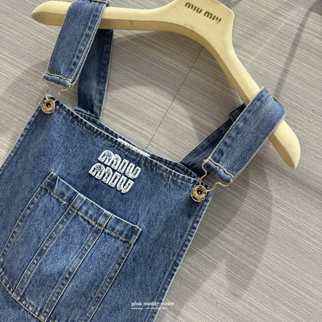 Denim suspender jumpsuit mini skirt